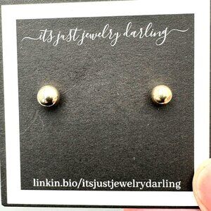 Womens Earrings 14K Yellow Gold Ball Pierced Studs Gift Idea for Her Estate
